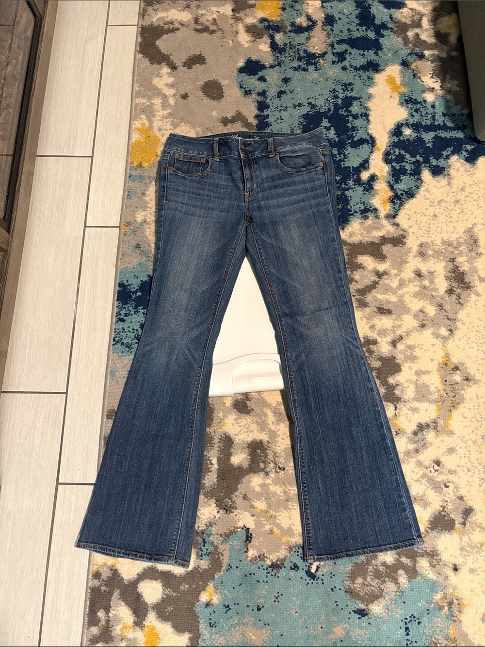 Vintage American Eagle Outfitters Medium Blue Flare Jeans